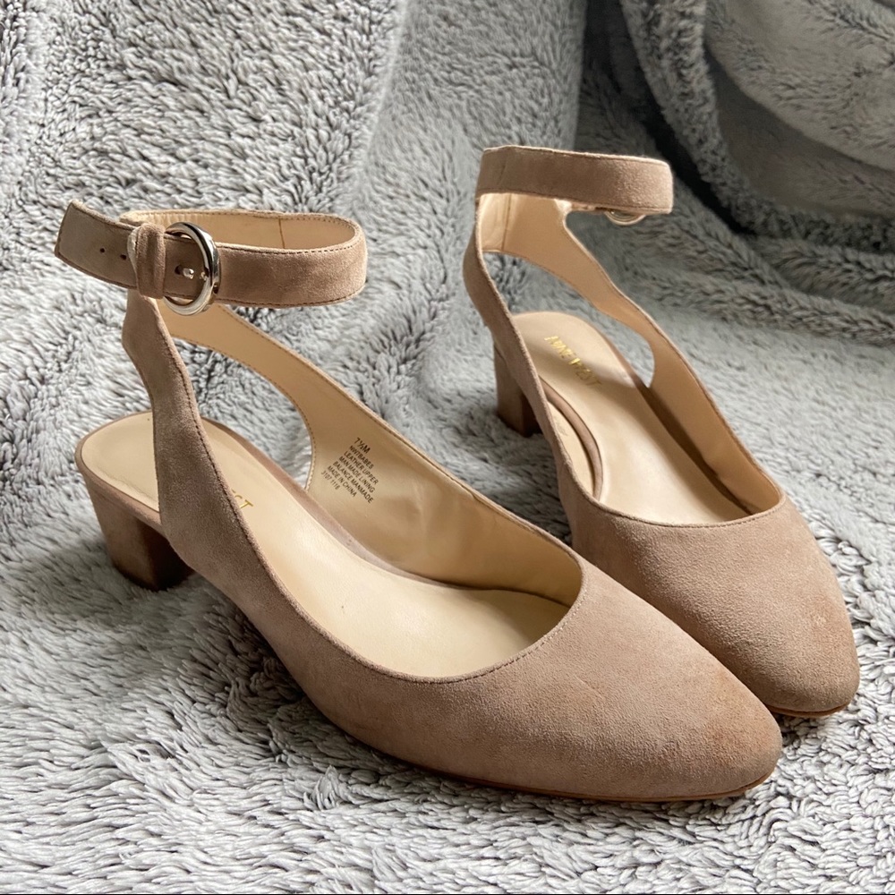 Nine West Beige Suede Heels with Ankle Strap